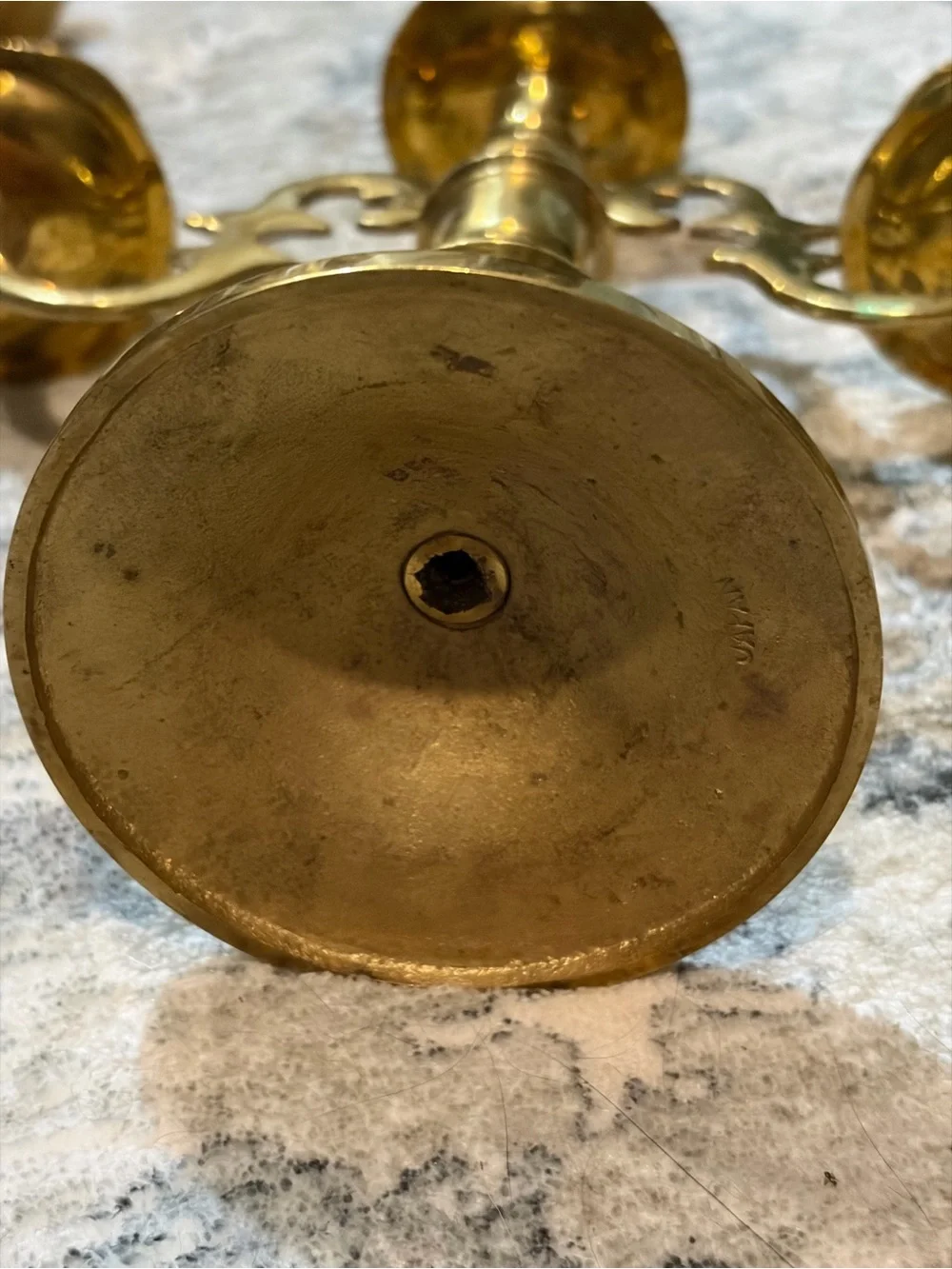 Polished Brass 3-Arm Candle Holders - Pair